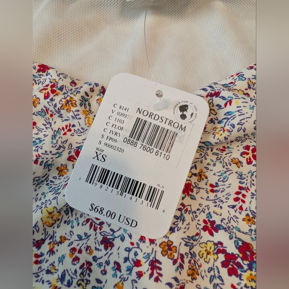 Free People Intimately Bella Floral Puff Sleeve Body Suit, XS - Picture 4 of 7